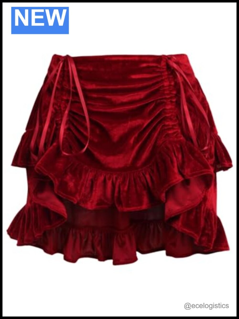 Velvet Ruched Bustle Skirt Women's Corset Style Halloween Dance Low Rise